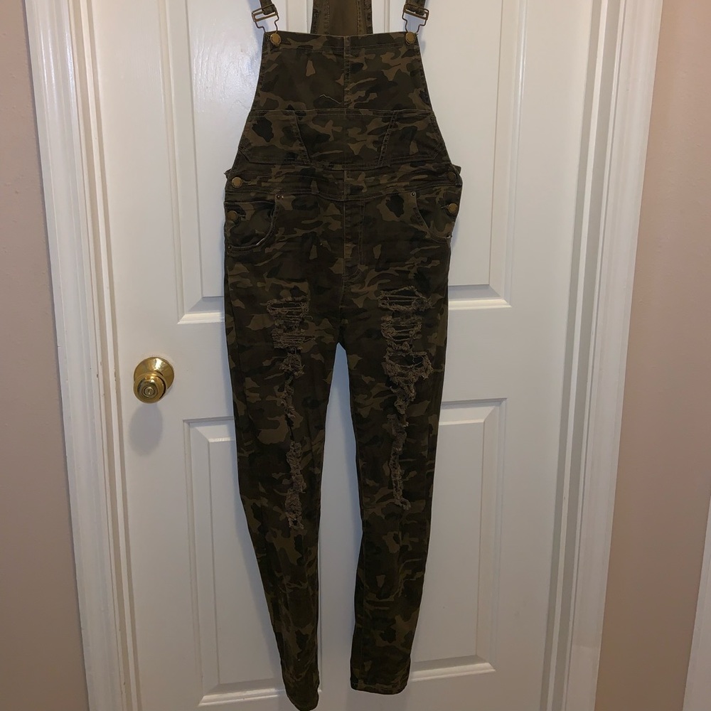 Camouflage Distressed Overalls